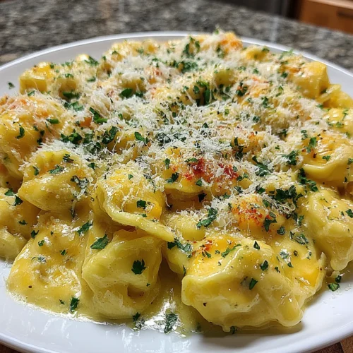 Slow Cooker Creamy Chicken Alfredo Tortellini