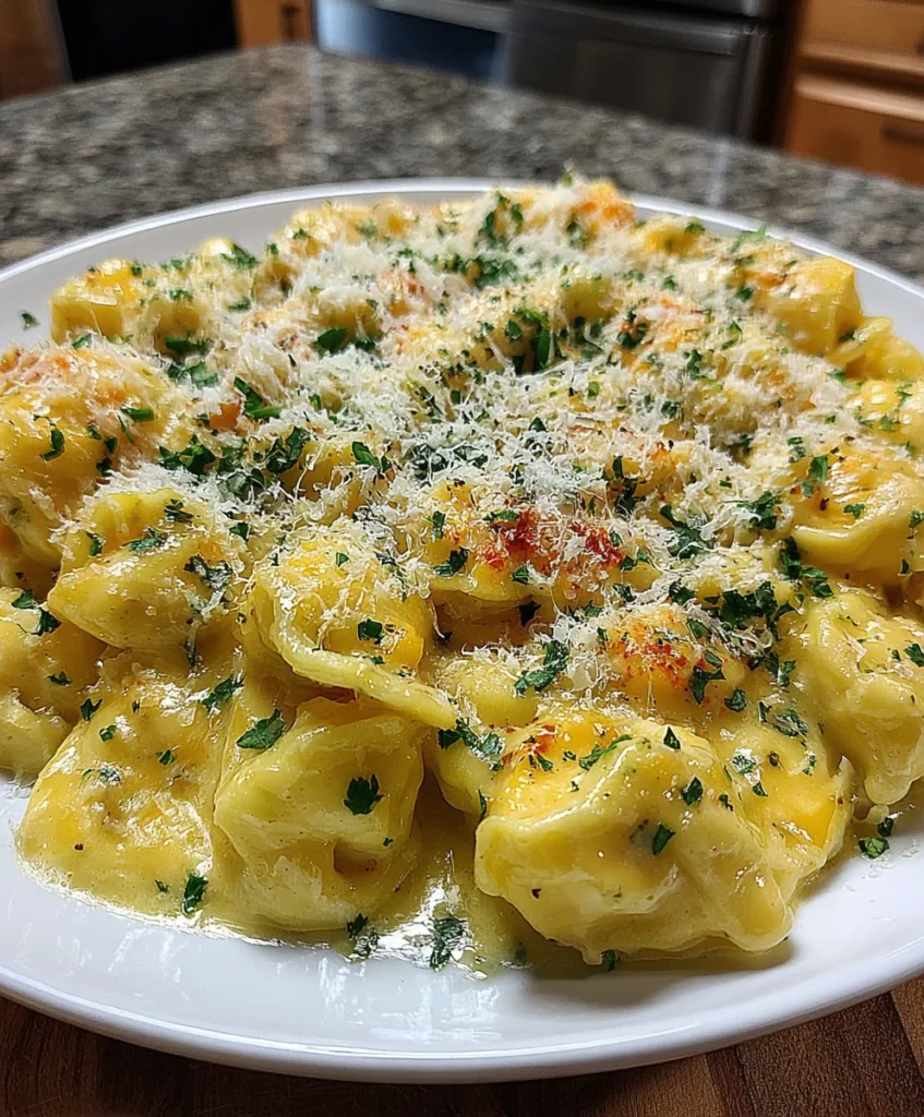 Slow Cooker Creamy Chicken Alfredo Tortellini