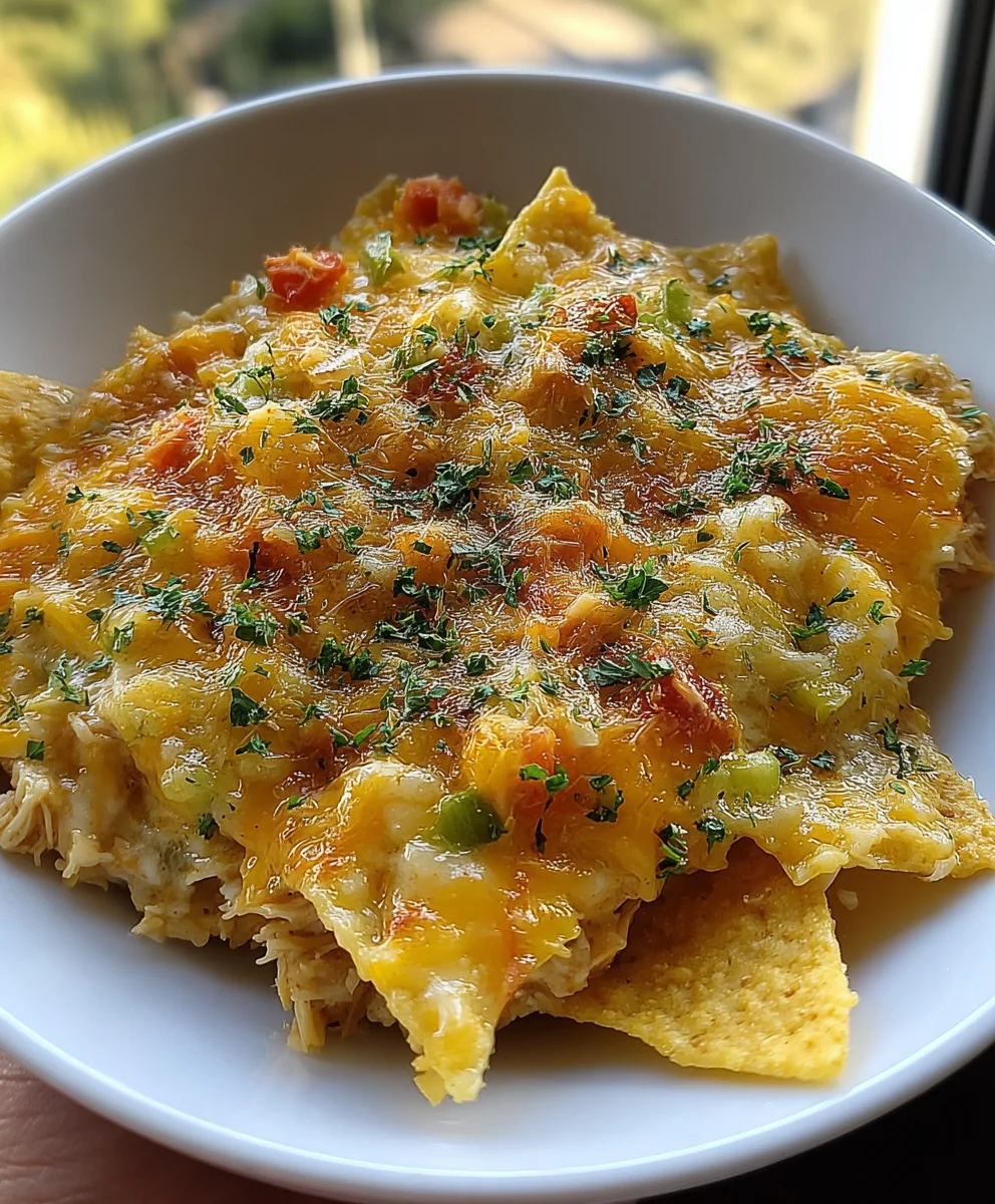 Slow Cooker Creamy Chicken Nacho Casserole