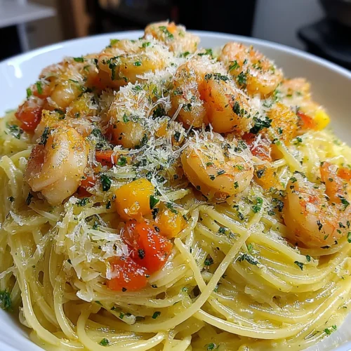 Slow Cooker Creamy Shrimp Scampi Pasta