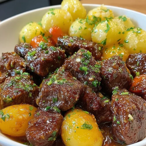 Slow Cooker Honey Garlic Beef Tips with Potatoes