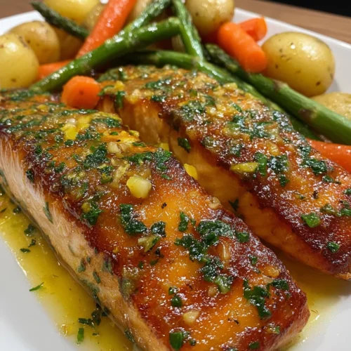 Slow Cooker Lemon Butter Salmon & Veggies