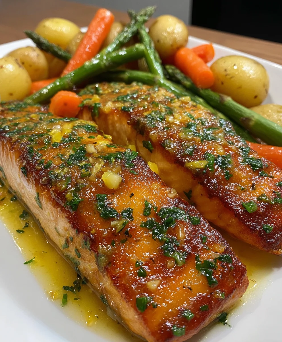 Slow Cooker Lemon Butter Salmon & Veggies
