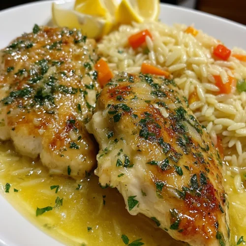 Slow Cooker Lemon Garlic Chicken & Orzo