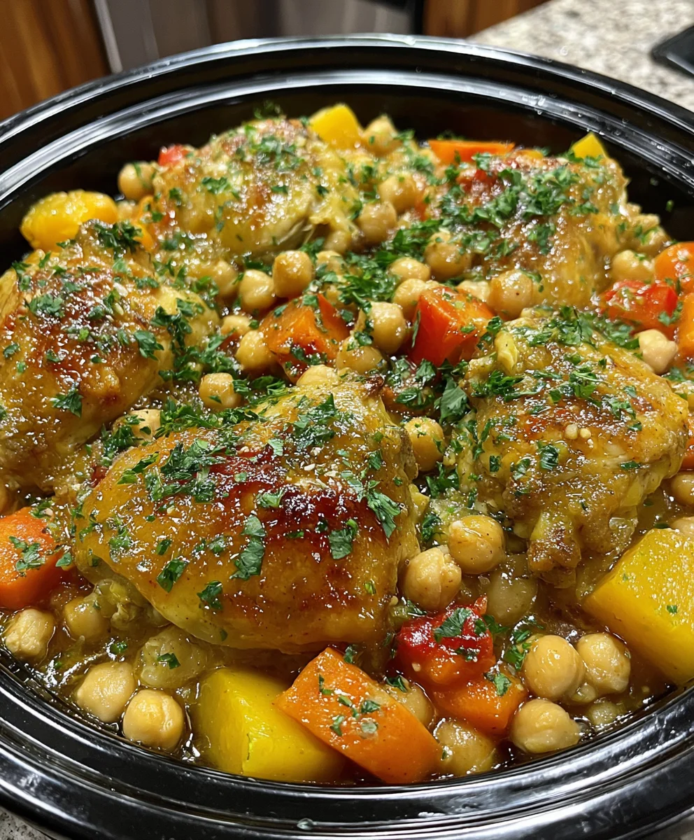 Slow Cooker Moroccan Chicken & Chickpeas