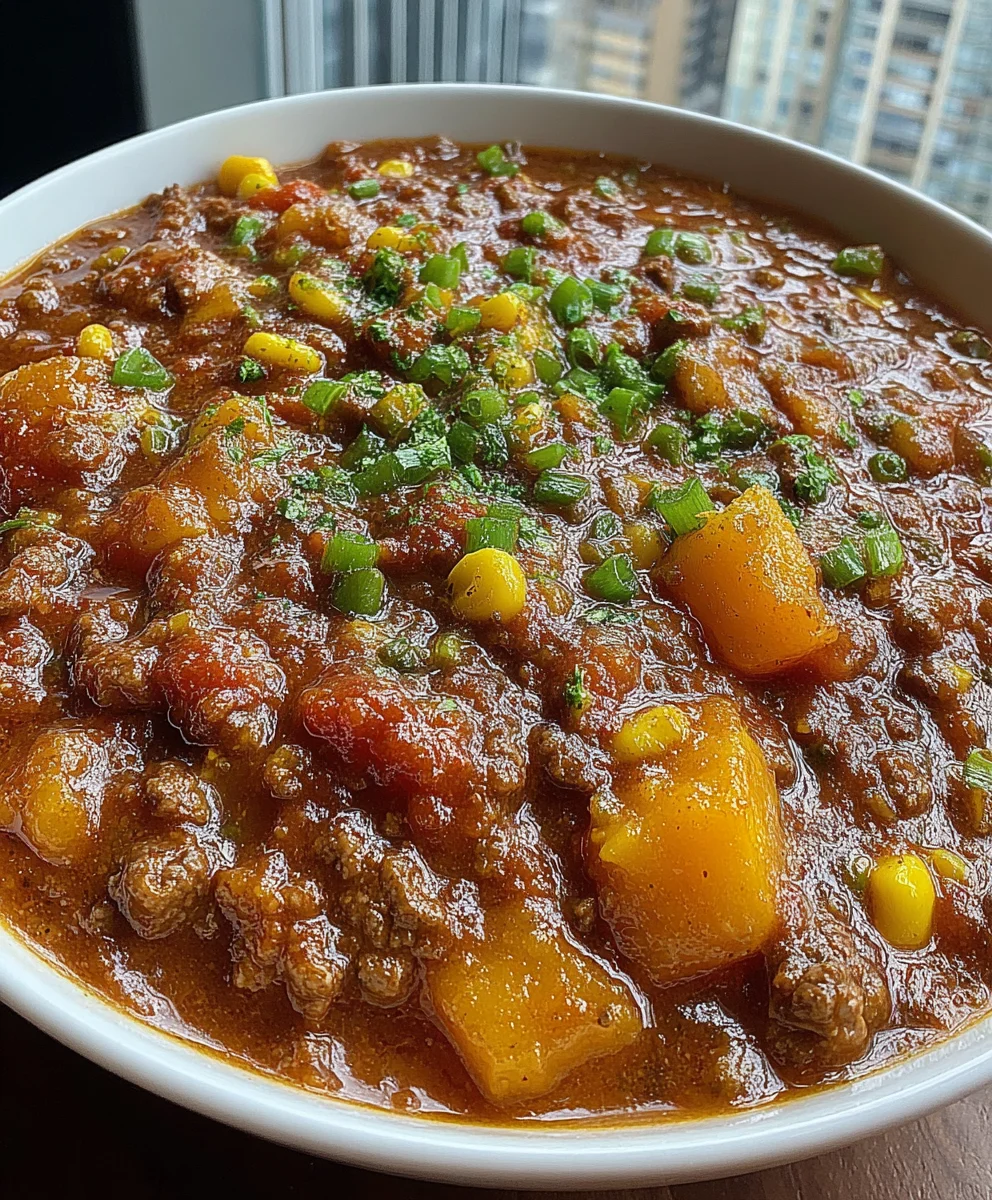 Slow Cooker Spicy Beef & Sweet Potato Chili