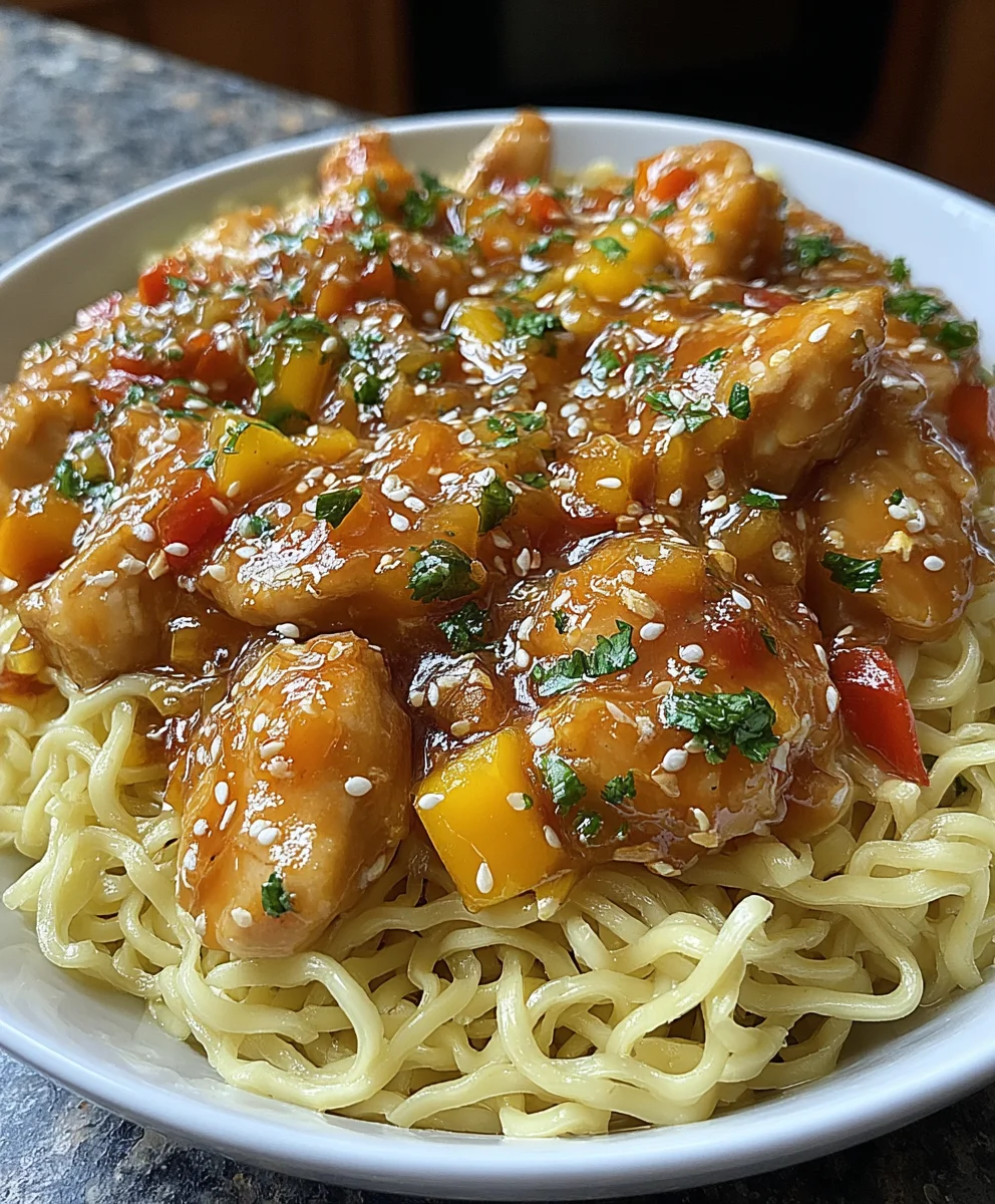 Slow Cooker Sweet Chili Chicken & Noodles