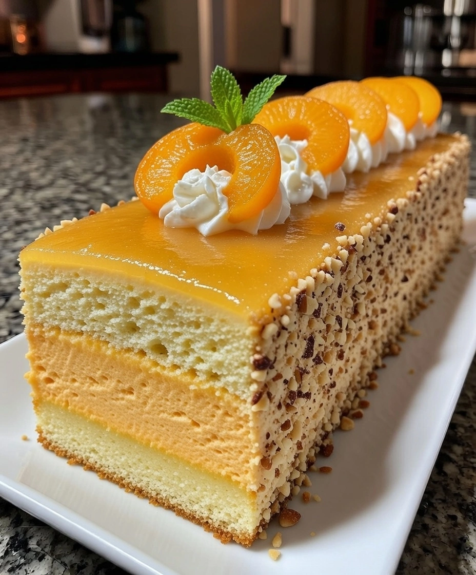 Apricot Almond Bavarian Cream Cake
