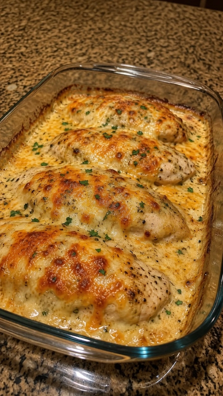 Creamy Cheesy Baked Chicken Breasts