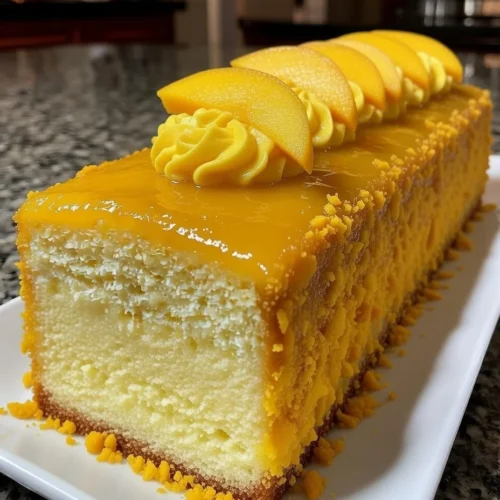 Mango Glazed Cream Cake with Mango Butter Rosettes