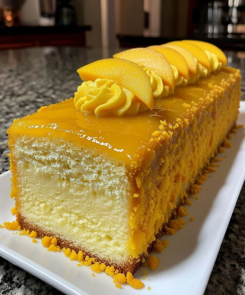 Mango Glazed Cream Cake with Mango Butter Rosettes
