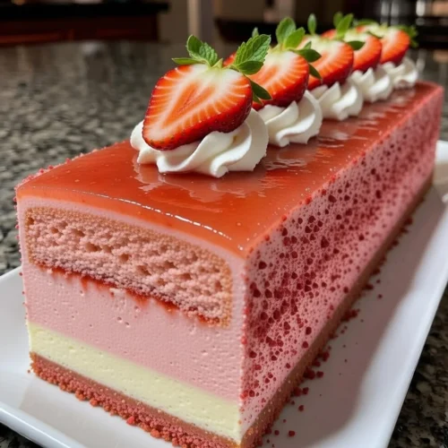 Fresh Strawberry Glazed Cream Mousse Cake