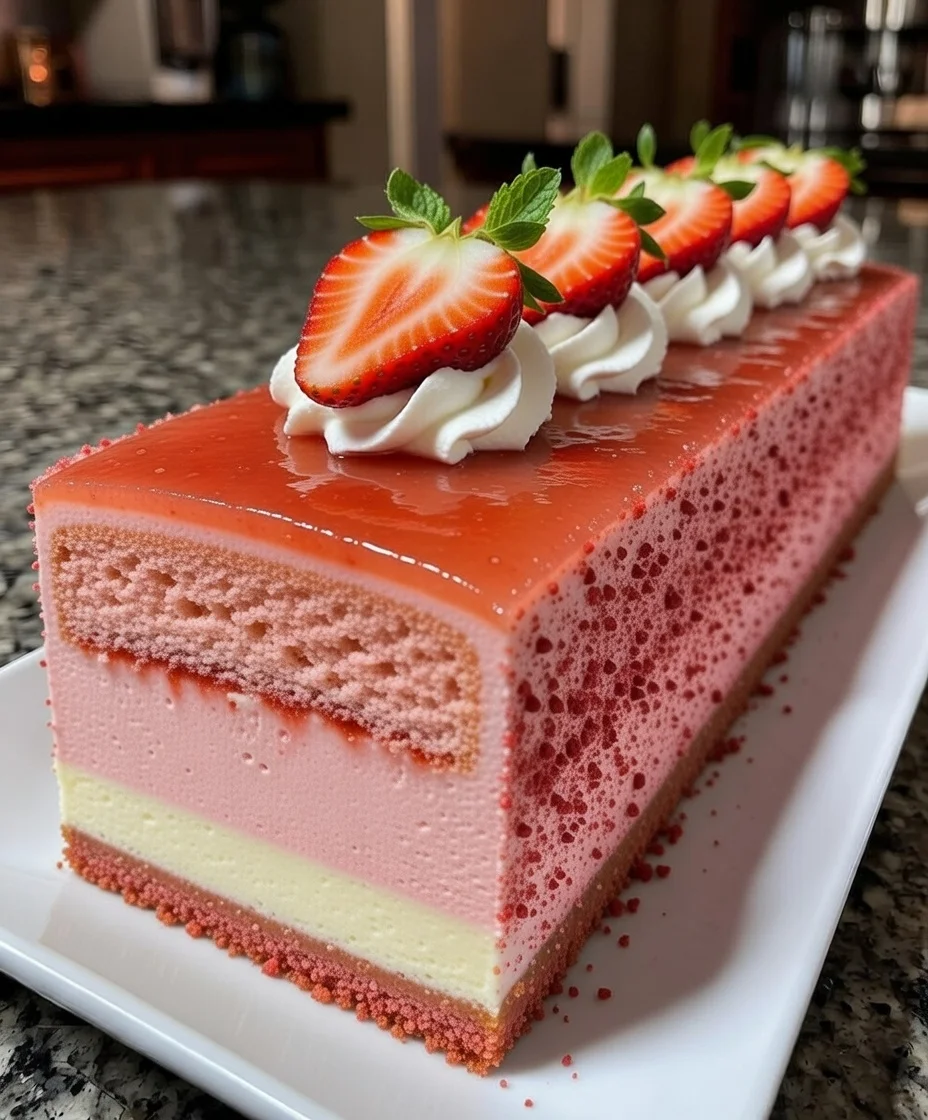 Fresh Strawberry Glazed Cream Mousse Cake