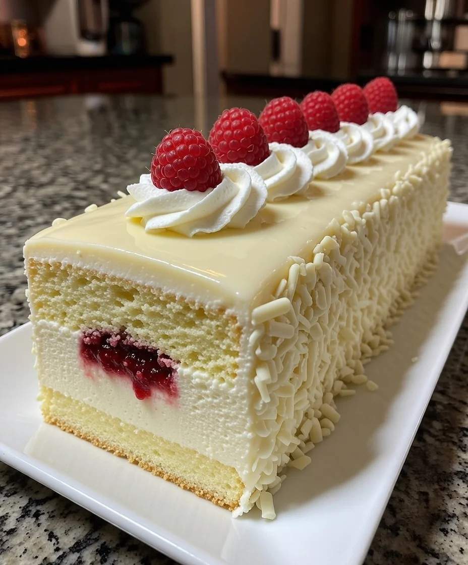 The Ultimate White Chocolate Raspberry Mousse Cake with Silky Layers