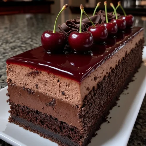 Cherry Chocolate Mousse Cake with Glossy Cherry Mirror Glaze