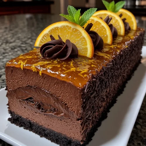 Chocolate Orange Mousse Cake with Citrus Zest Glaze