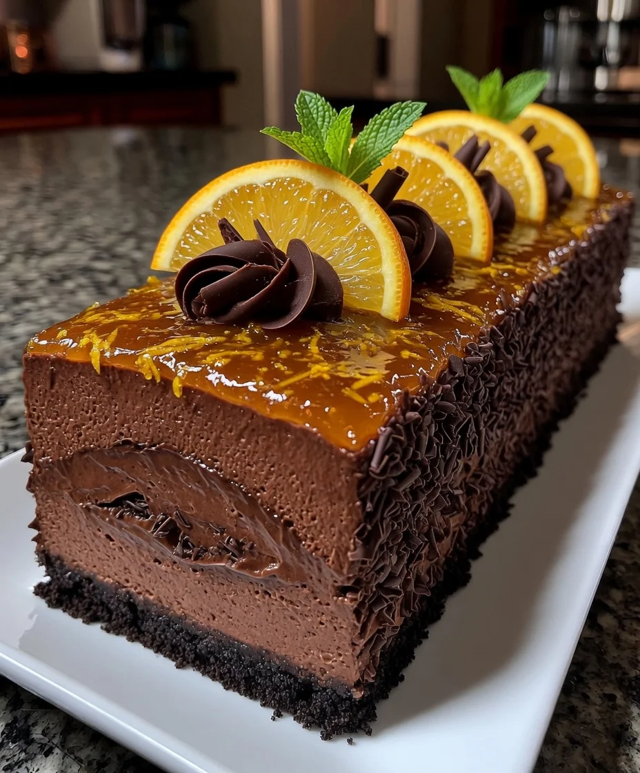 Chocolate Orange Mousse Cake with Citrus Zest Glaze