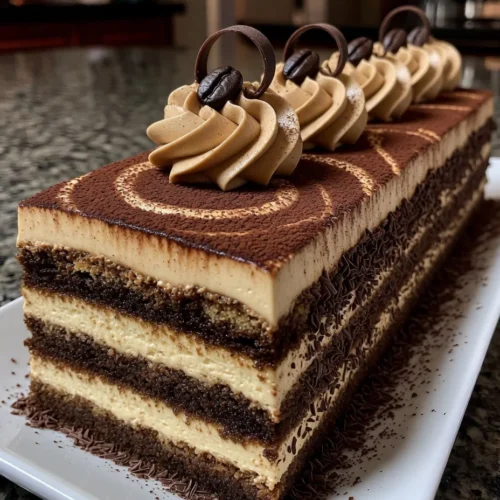 Classic Italian Tiramisu Mousse Cake with Espresso Cream Layers