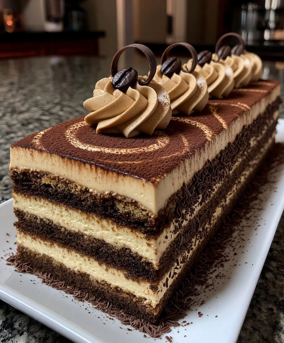 Classic Italian Tiramisu Mousse Cake with Espresso Cream Layers
