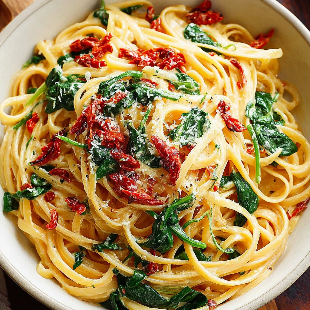 Linguine with Spinach and Sun-Dried Tomato Cream Sauce Recipe (Quick & Easy!)