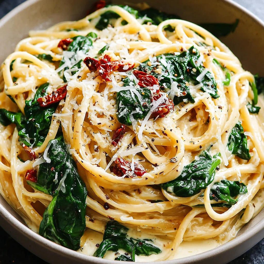 Linguine with Spinach and Sun-Dried Tomato Cream Sauce Recipe (Quick & Easy!)