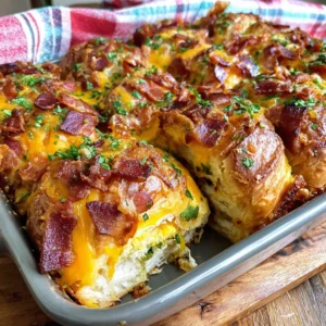 Make-Ahead Bacon Egg Cheese Croissant Bake Recipe (Easy Family Brunch!)