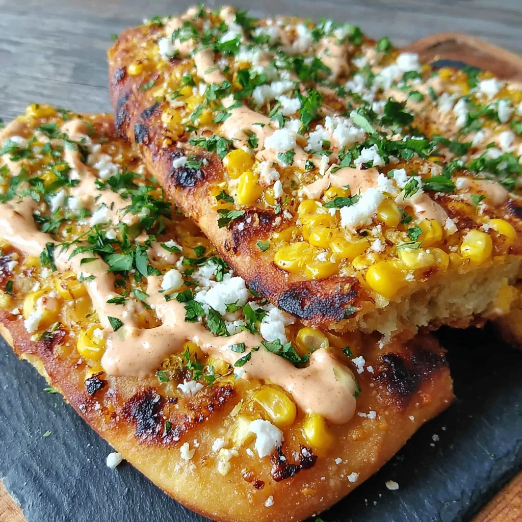 Quick Authentic Mexican Street Corn Flatbread Recipe with Easy Chipotle Crema!