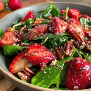 Quick Summer Strawberry Spinach Salad Recipe with Candied Pecans!