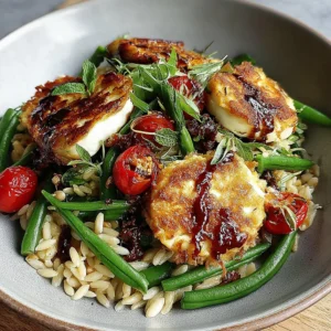 Risoni, Green Bean & Golden Halloumi Salad Recipe (Quick & Easy!)