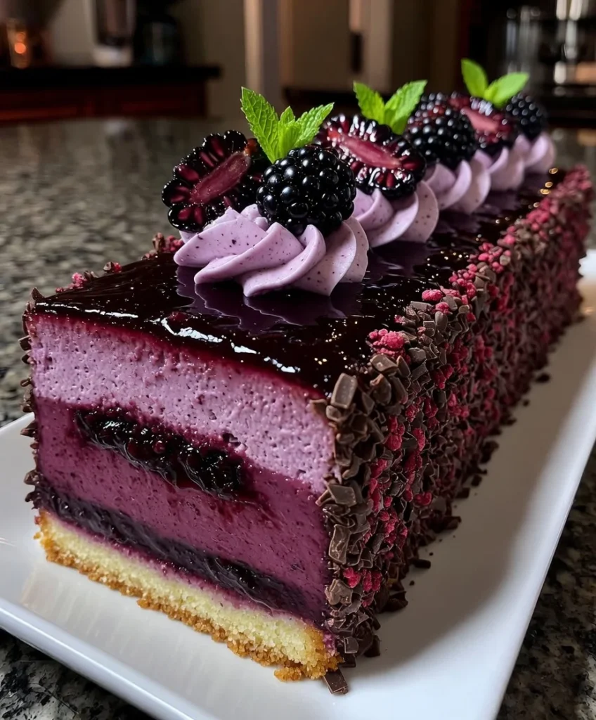 Blackberry Mousse Cake with Deep Berry Flavor Layers