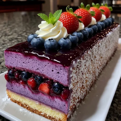 Blueberry Mousse Cake with Sweet Berry Compote Filling