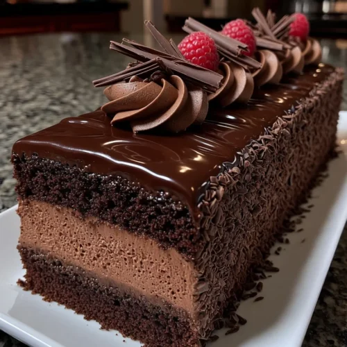 Classic Chocolate Mousse Cake with Light Airy Texture Layers