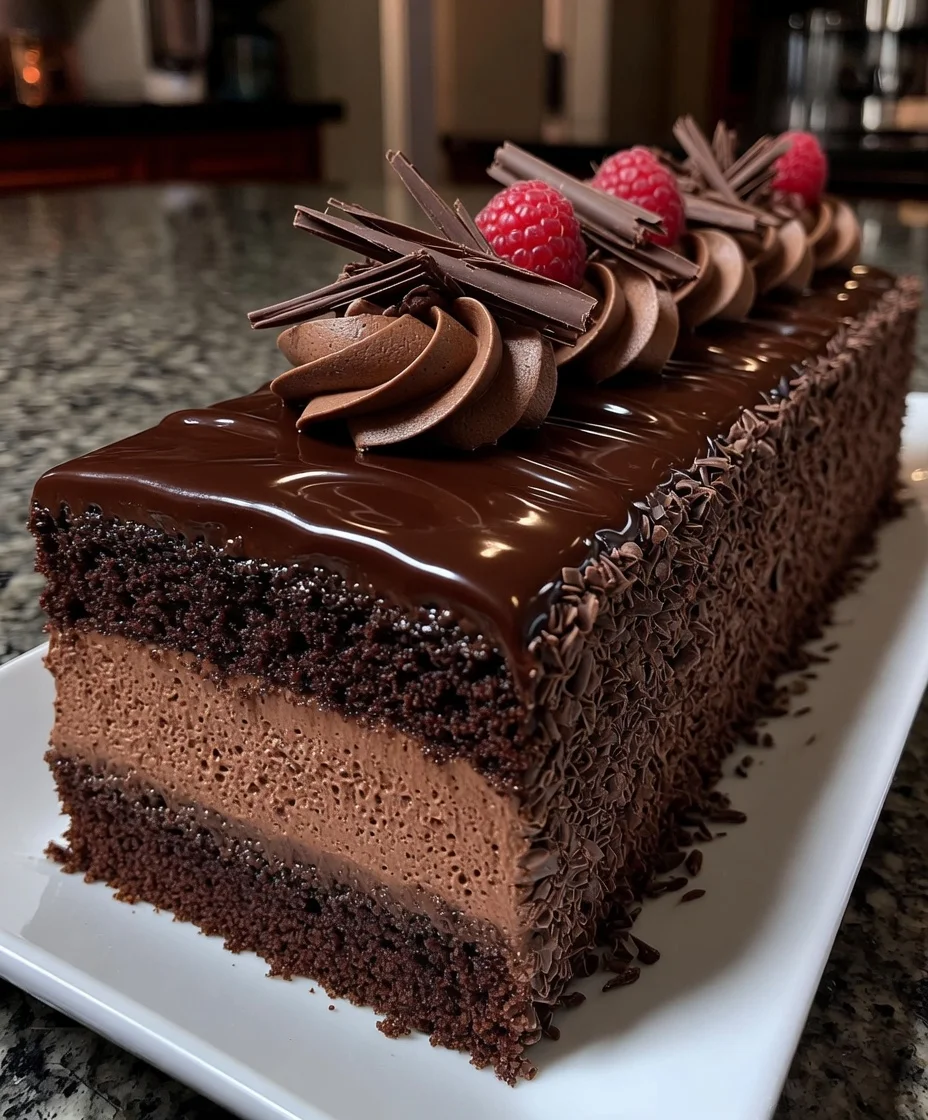 Classic Chocolate Mousse Cake with Light Airy Texture Layers
