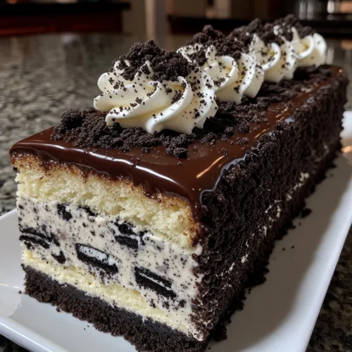 Cookies and Cream Mousse Cake with Chocolate Cookie Crumbs