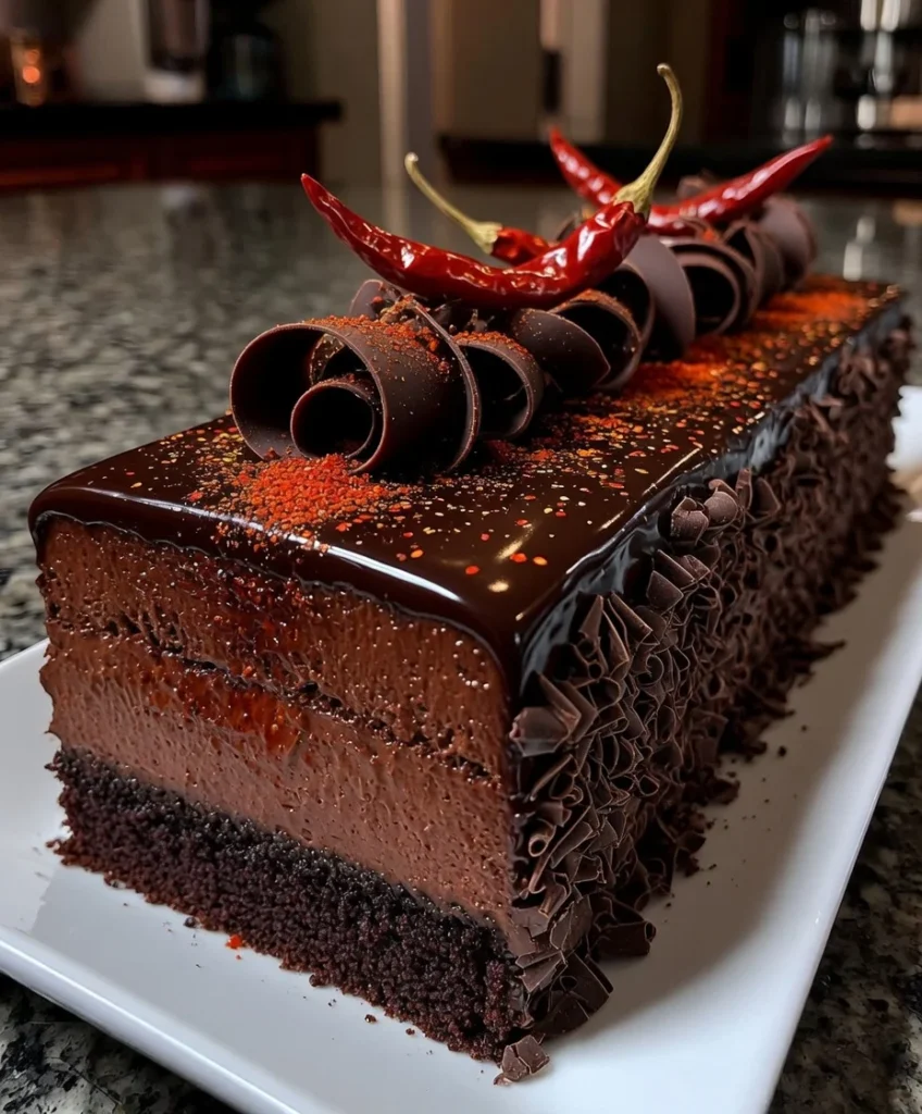 Dark Chocolate Chili Mousse Cake with Spicy Cocoa Kick