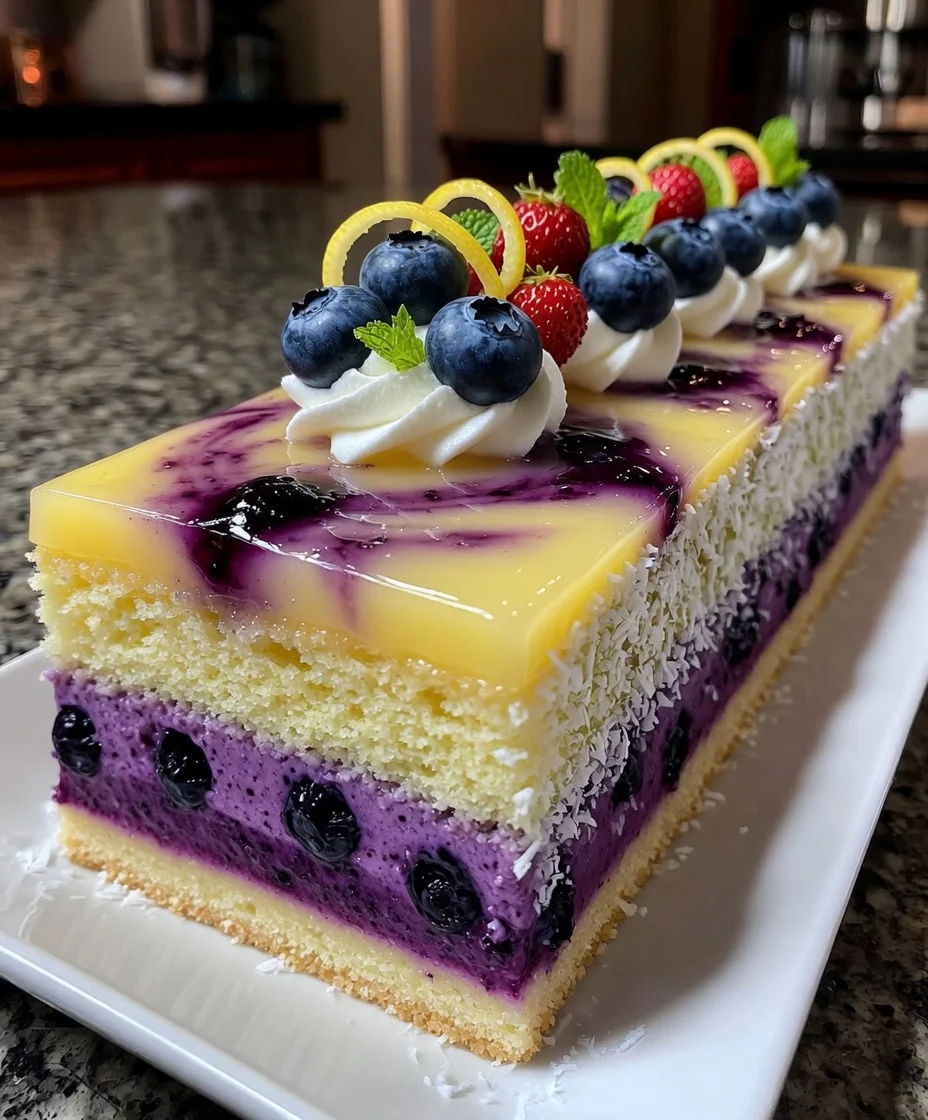 Lemon Blueberry Mousse Cake with Citrus Berry Fusion Layers
