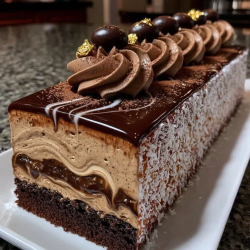 Mocha Coffee Mousse Cake with Espresso Infused Cream Layers