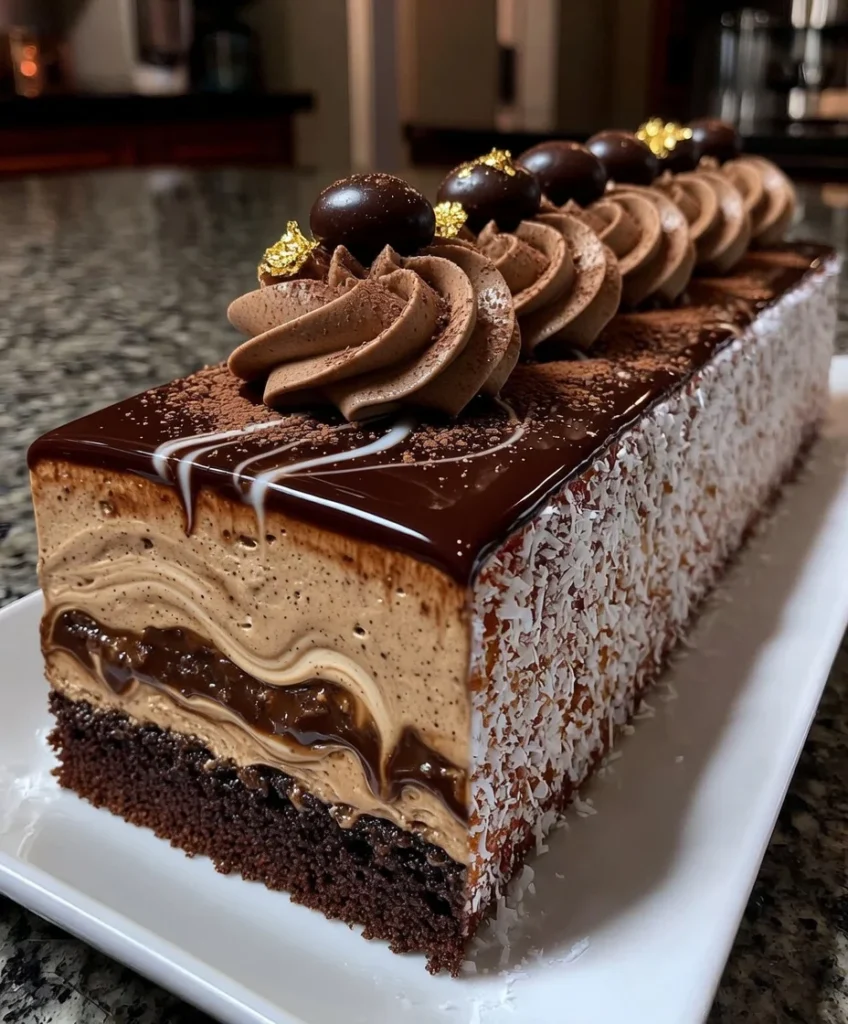 Mocha Coffee Mousse Cake with Espresso Infused Cream Layers