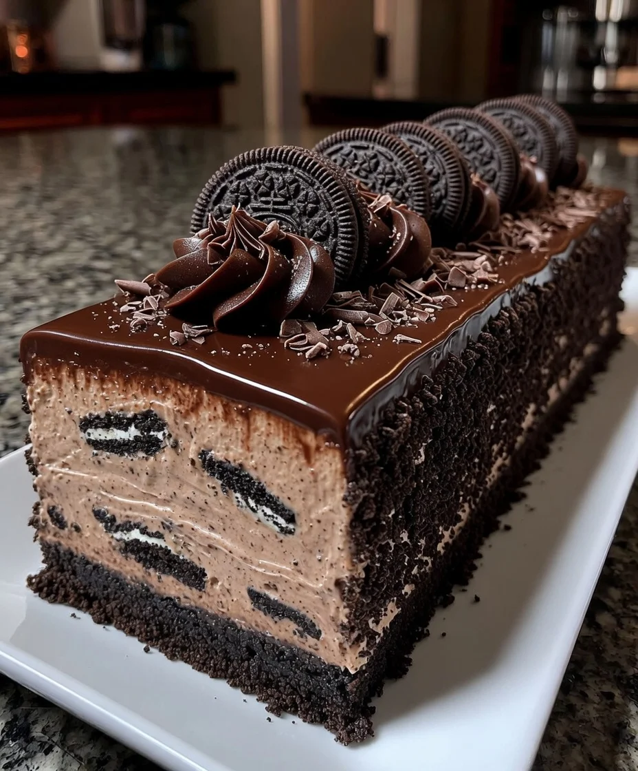No-Bake Oreo Mousse Cake with Creamy Chocolate Base