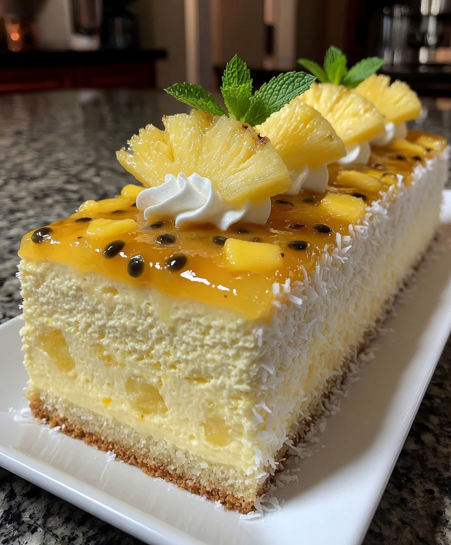 Pineapple Mousse Cake with Sweet Tropical Glaze Finish