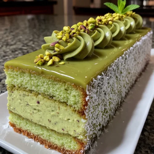 Pistachio Mousse Cake with Green Nut Cream Filling