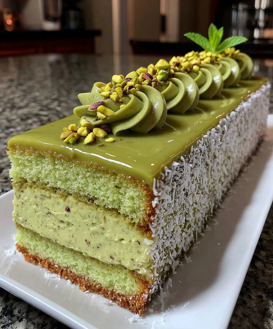 Pistachio Mousse Cake with Green Nut Cream Filling