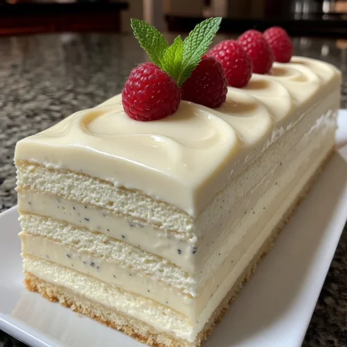 Vanilla Cream Mousse Cake with Smooth Silky Frosting Layers