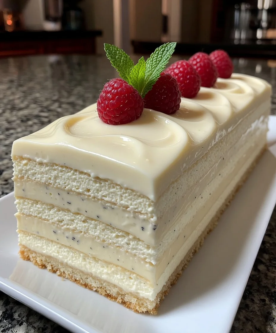 Vanilla Cream Mousse Cake with Smooth Silky Frosting Layers