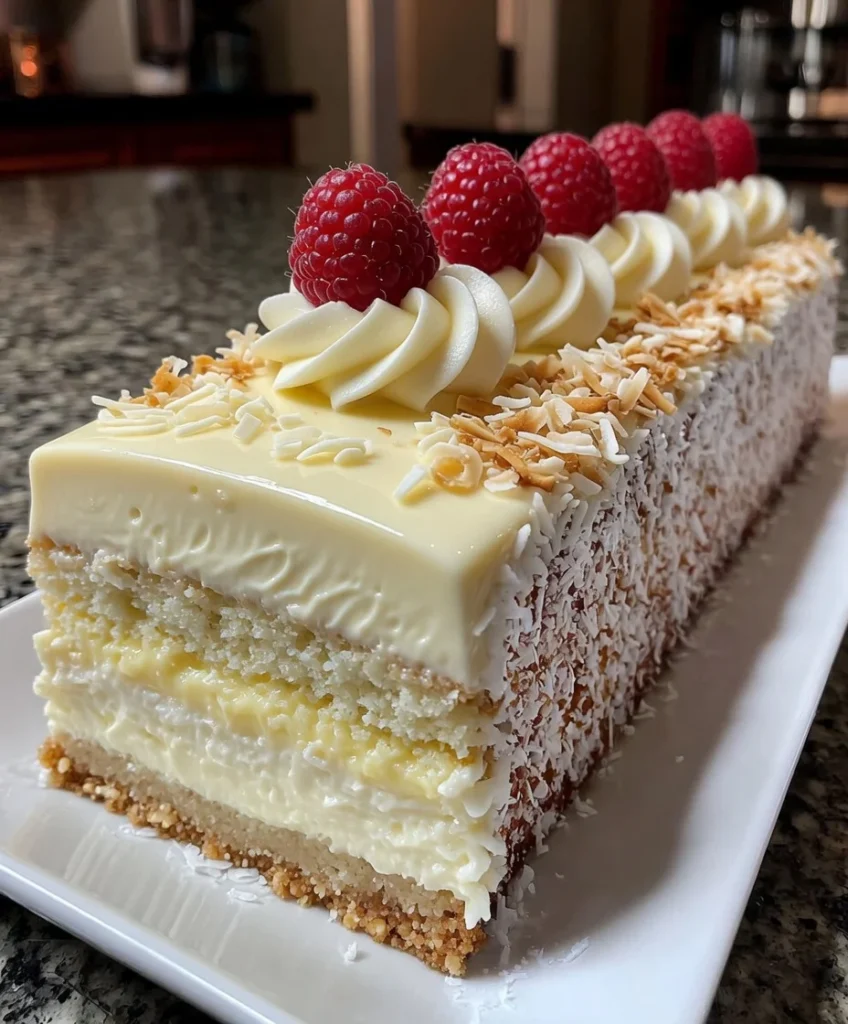 White Chocolate Coconut Mousse Cake with Creamy Island Flavor