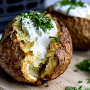 Air Fryer Baked Potato Recipe (Crispy Skin, Fluffy Inside!)