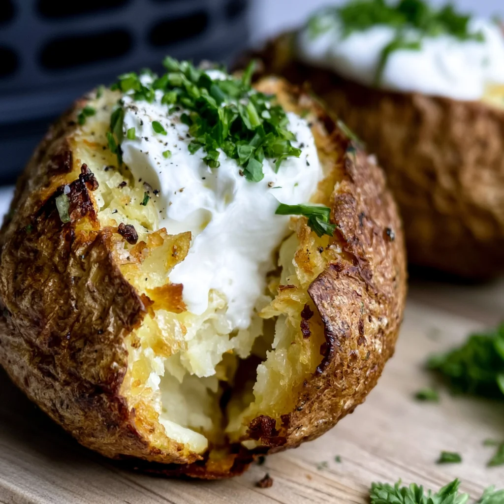 Air Fryer Baked Potato Recipe (Crispy Skin, Fluffy Inside!)