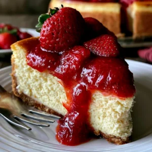 Classic New York-Style Cheesecake Recipe with Easy Strawberry Topping!