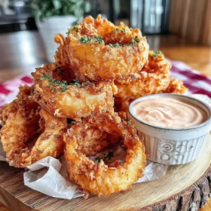 Crispy Beer-Battered Onion Rings Recipe with Chipotle Ranch Dip!