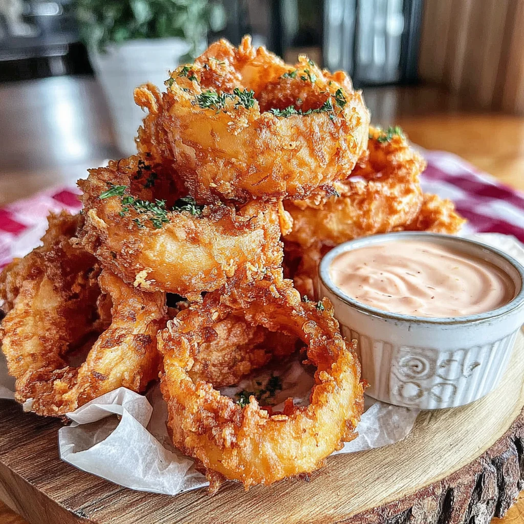 Crispy Beer-Battered Onion Rings Recipe with Chipotle Ranch Dip!